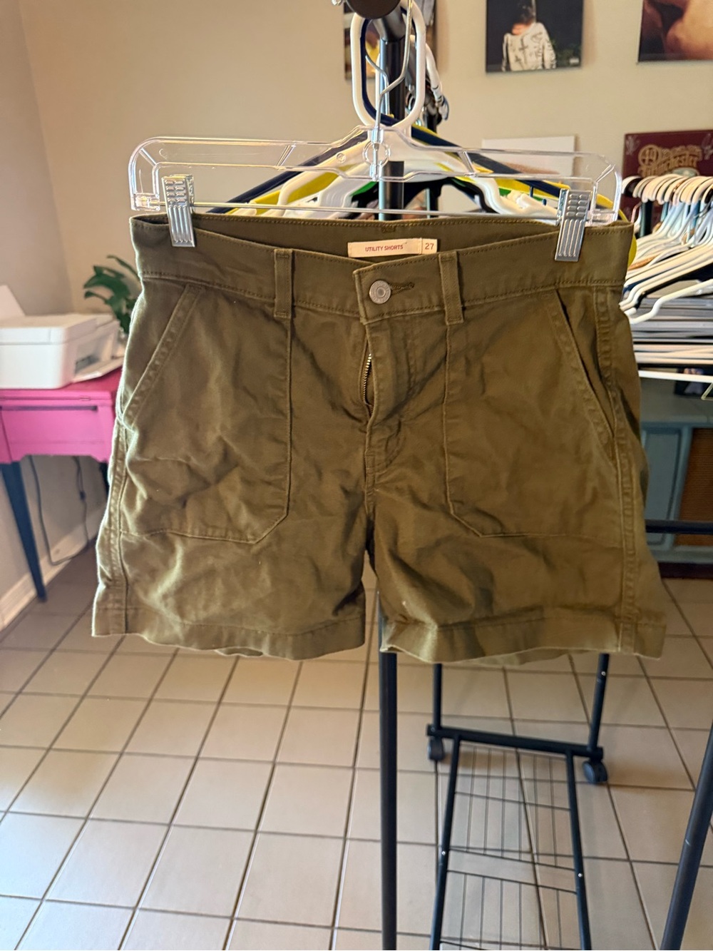 Levi's Olive Green Utility Jean Shorts